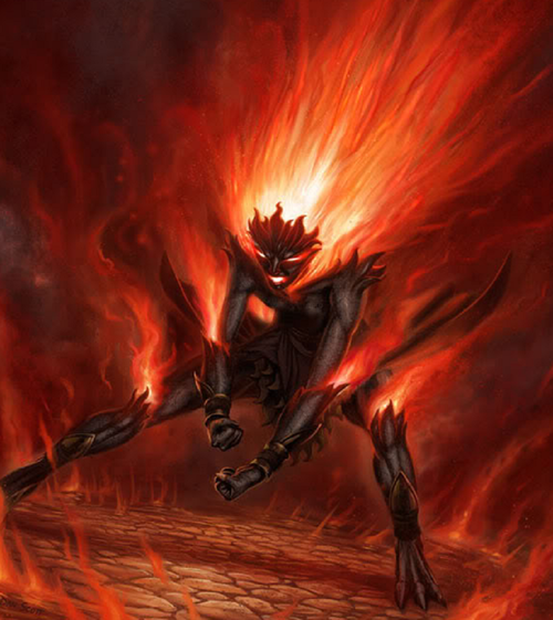 This Ifrit maiden looks impressive as she 'fires up' her Aura of Fire. Things are about to get hot!