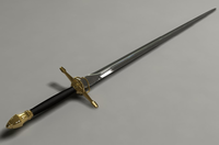 Looks simple? It's not. This has a pointed brass pommel for hilt strikes, the crossguard is pointed for mordstreich reverse half-swording, there's two ring guards to assist with disarms, and of course, that high quality steel blade. There's a reason the longsword is a classic.